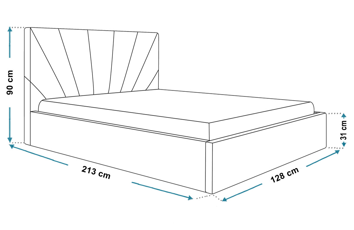 Wymiary łóżka SLIM3 120x200