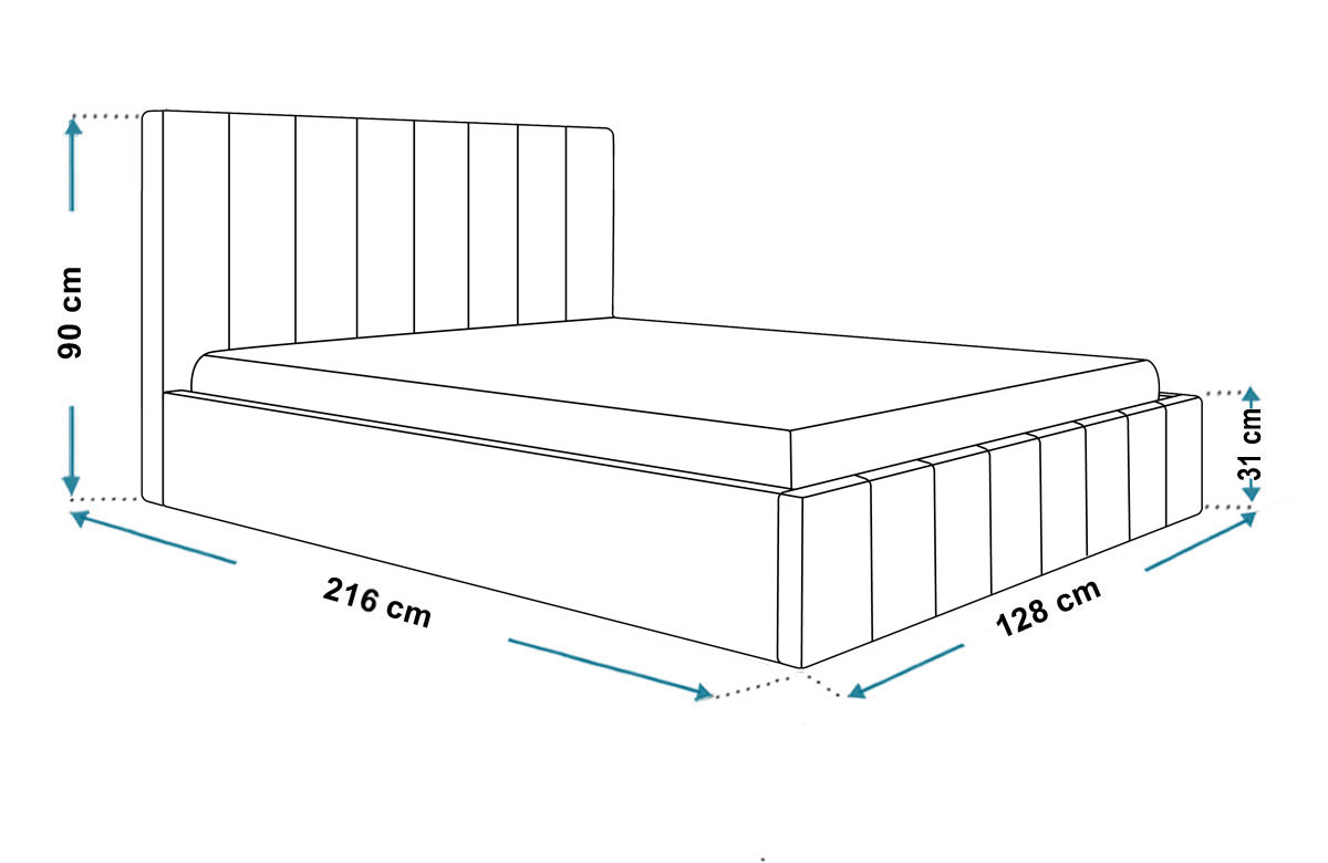 Wymiary łóżka SLIM6 120x200