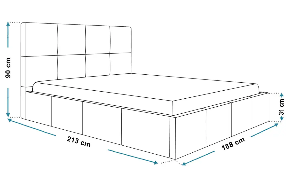 Wymiary łóżka SLIM1