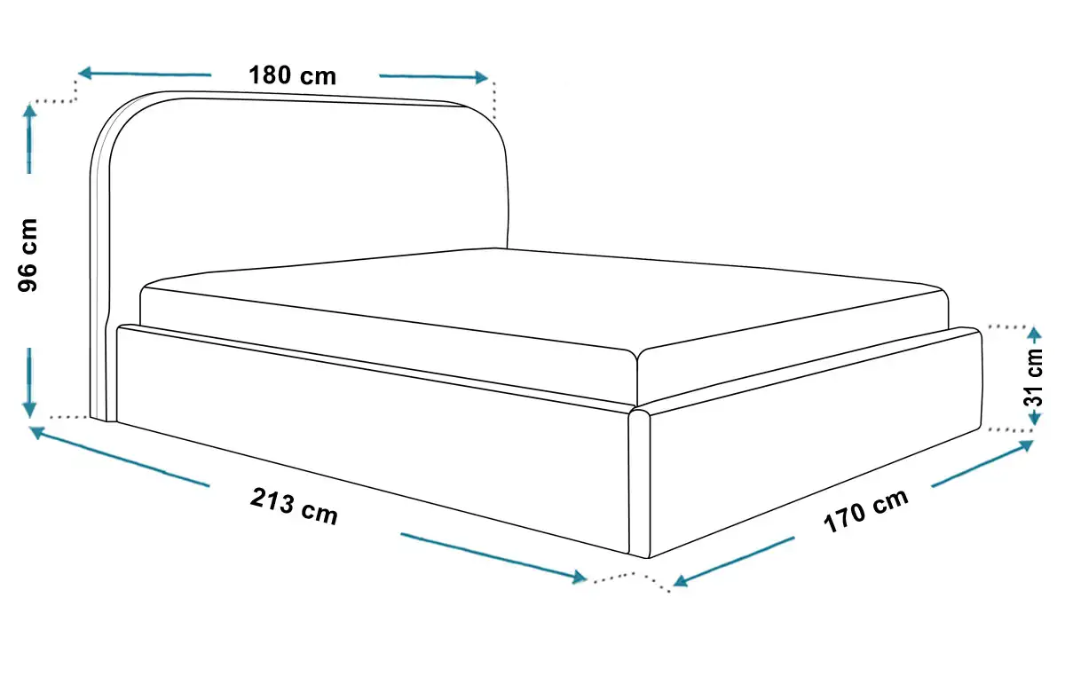 Wymiary łóżka SLIM6 160x200