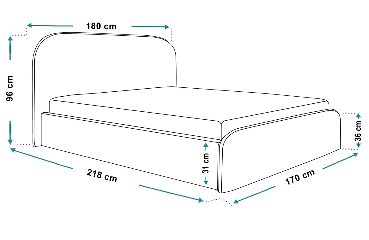 Wymiary łóżka SLIM6 160x200