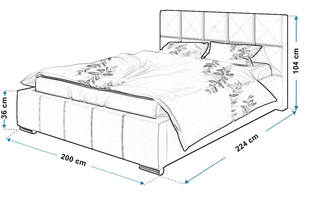 Wymiary łóżka tapicerowanego bed10