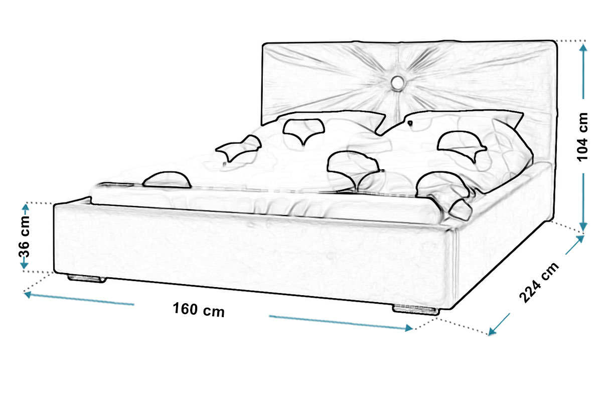 Wymiary łóżka tapicerowanego bed13