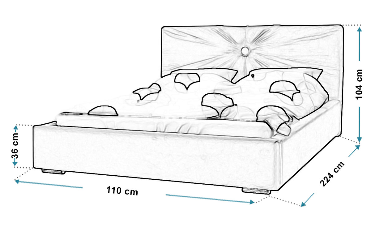 Wymiary łóżka tapicerowanego bed13