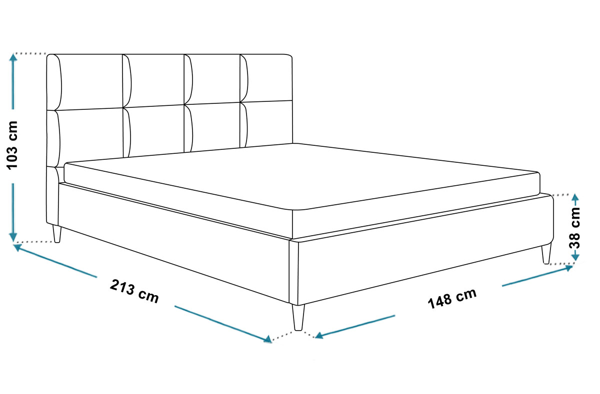 Wymiary łóżka LUX1 140x200