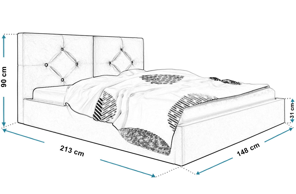 Wymiary łóżka SLIM5 140x200