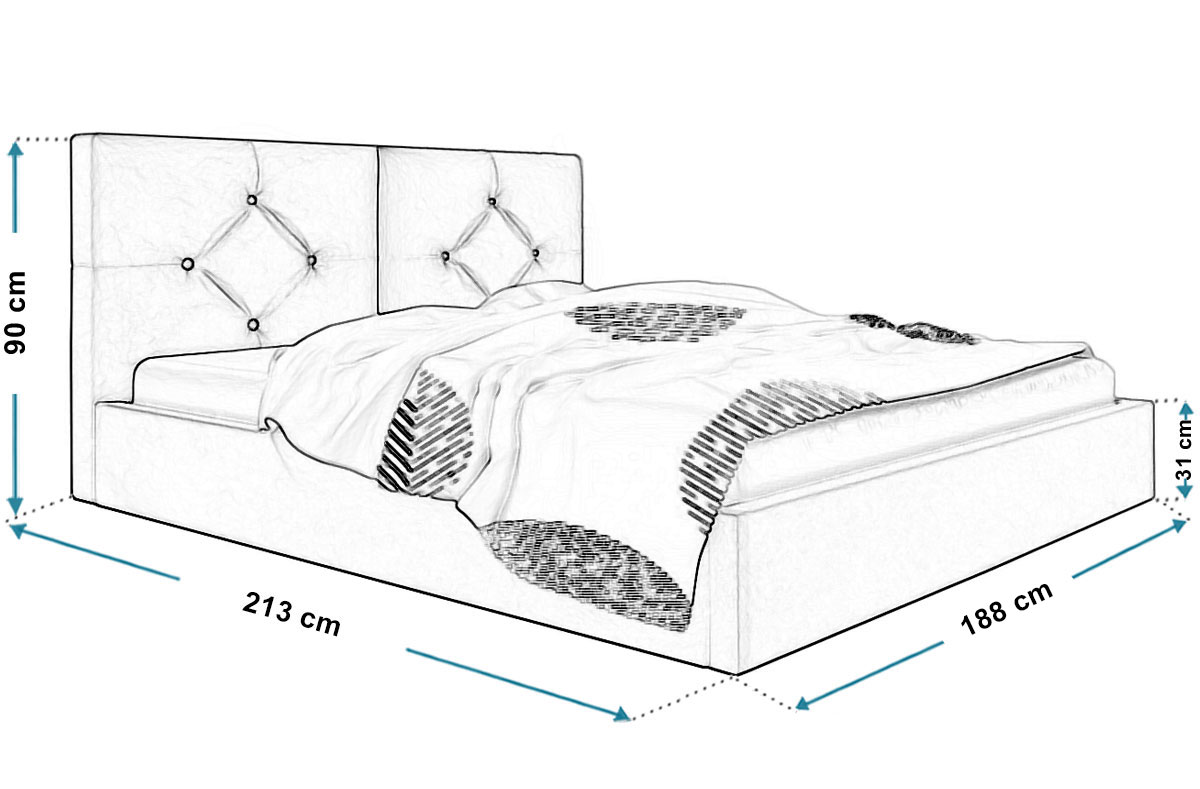 Wymiary łóżka SLIM5 180x200